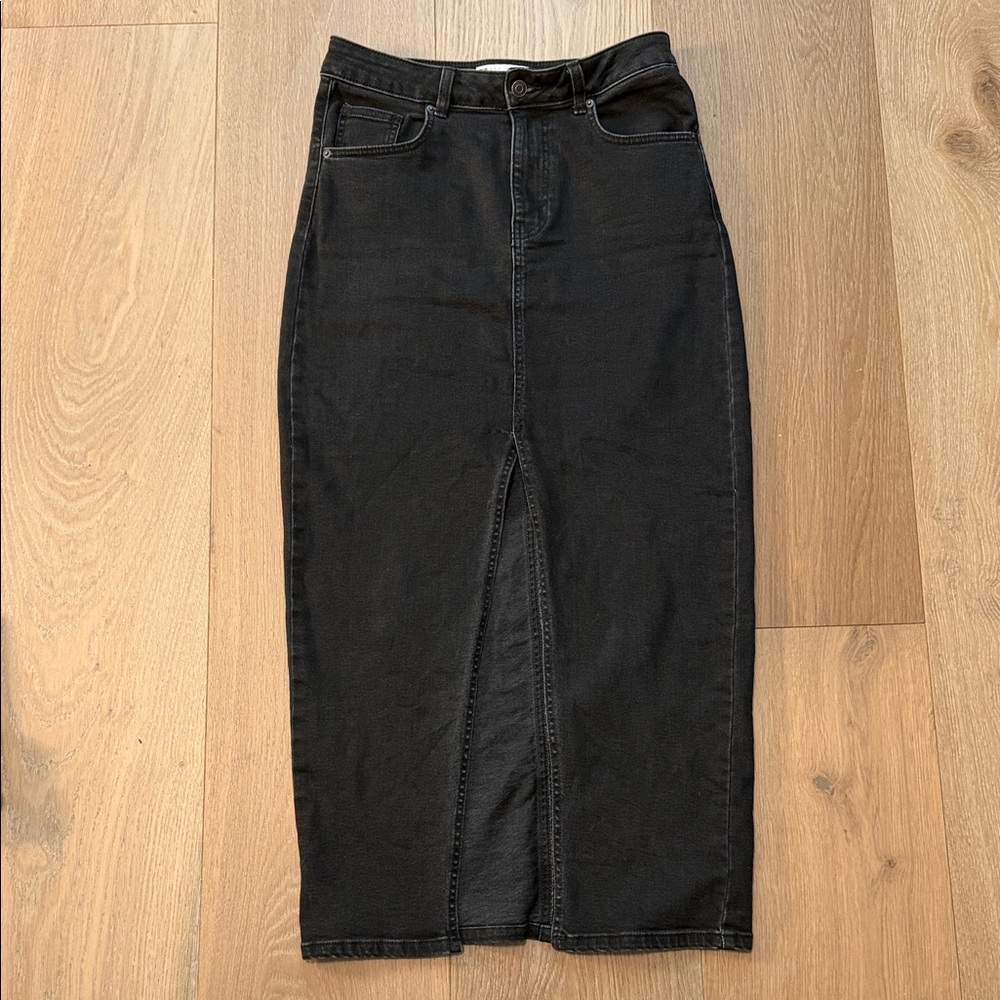 Asoso Black Denim Skirt with Front Slit - sz US 4